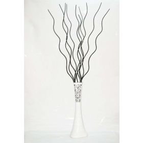 M3Decorium Desenli Beyaz 10 Adet Siyah Dal 60cm Vazo