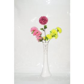 M3Decorium Desenli Beyaz Çiçekler 60cm Vazo