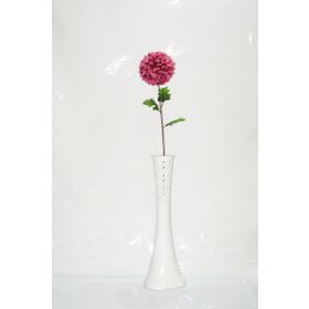 M3Decorium Desenli Beyaz Köşesu Mor Ortanca 60cm Vazo
