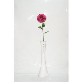 M3Decorium Desenli Beyaz Köşesu Mor Ortanca 60cm Vazo