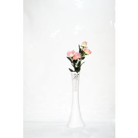 M3Decorium Desenli Beyaz Pembe Gül 60cm Vazo
