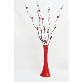 M3Decorium Desenli Kırmızı 5 adet Mor Üzüm Çiçek 60cm Vazo