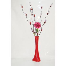 M3Decorium Desenli Kırmızı 5 Adet Mor Üzüm Ortanca 60cm Vazo