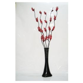 M3Decorium Desenli Kırmızı Çiçekler 60cm Vazo