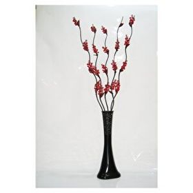 M3Decorium Desenli Kırmızı Çiçekler 60cm Vazo