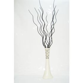 M3Decorium Desenli Krem 10 Adet Siyah Dal 60cm Vazo