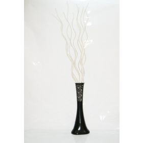 M3Decorium Desenli Krem 10 Adet Siyah Dal 60cm Vazo