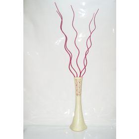 M3Decorium Desenli Krem 5 adet Fuşya Dallar 60cm Vazo