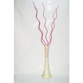 M3Decorium Desenli Krem 5 adet Fuşya Dallar 60cm Vazo