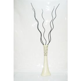 M3Decorium Desenli Krem 5 Adet Siyah Dal 60cm Vazo