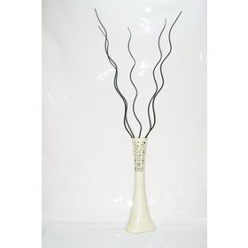 M3Decorium Desenli Krem 5 Adet Siyah Dal 60cm Vazo
