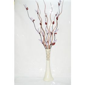 M3Decorium Desenli Krem Üzüm ve Kahve Dallar 60cm Vazo