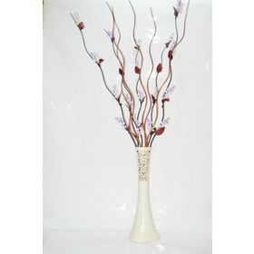 M3Decorium Desenli Krem Üzüm ve Kahve Dallar 60cm Vazo