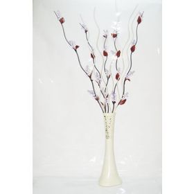 M3Decorium Desenli Krem Üzüm ve Krem Dallar 60cm Vazo