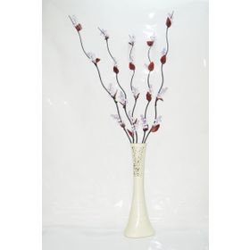 M3Decorium Desenli Krem Uzun 5 adet Mor 20 Salkım Üzüm ve Yaprak 60cm Vazo