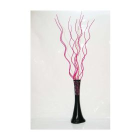 M3Decorium Desenli Siyah 10 Adet Fuşya 5adet Krem Dal 60cm Vazo