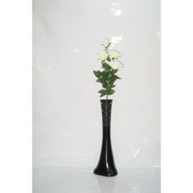 M3Decorium Desenli Siyah Beyaz Gül 60cm Vazo