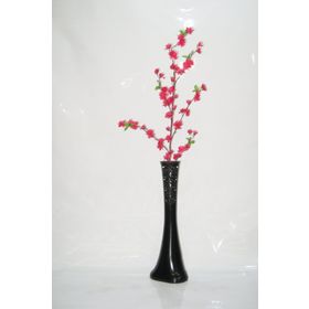 M3Decorium Desenli Siyah Fuşya Bahar Dalı 60cm Vazo