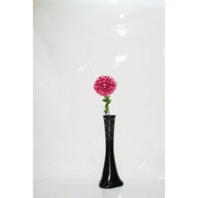 M3Decorium Desenli Siyah Mor Ortanca 60cm Vazo