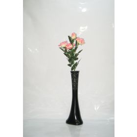 M3Decorium Desenli Siyah Pembe Gül 60cm Vazo