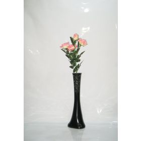 M3Decorium Desenli Siyah Pembe Gül 60cm Vazo