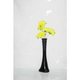 M3Decorium Desenli Siyah Sarı Çiçek 60cm Vazo