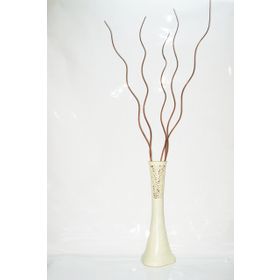 M3Decorium Desenli Uzun Krem 5 adet Kahverengi Uzun Kıvrık Dal 60cm Vazo