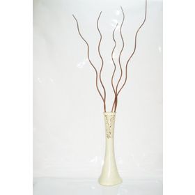 M3Decorium Desenli Uzun Krem 5 adet Kahverengi Uzun Kıvrık Dal 60cm Vazo