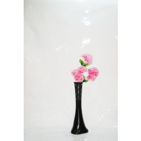 M3Decorium Desenli Uzun Siyah Pembe Ortanca 60cm Vazo