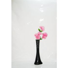 M3Decorium Desenli Uzun Siyah Pembe Ortanca 60cm Vazo