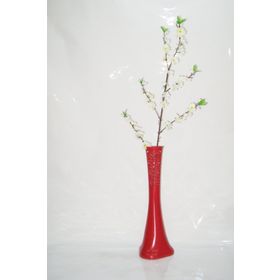 M3Decorium Kırmızı Desenli Beyaz Bahar Dalı 60cm Vazo