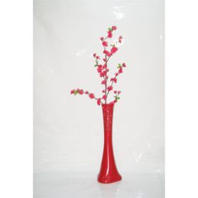 M3Decorium Kırmızı Desenli Fuşya Bahar Dalı 60cm Vazo