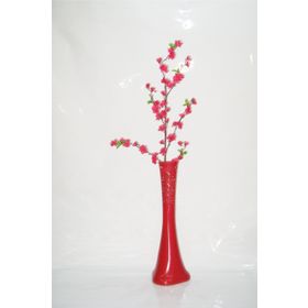 M3Decorium Kırmızı Desenli Fuşya Bahar Dalı 60cm Vazo
