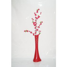 M3Decorium Kırmızı Desenli Fuşya Bahar Dalı 60cm Vazo