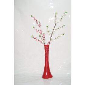 M3Decorium Kırmızı Desenli Pembe Beyaz Bahar Dalı 60cm Vazo