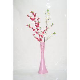 M3Decorium Pembe Desenli Beyaz Pembe Bahar Dalı 60cm Vazo