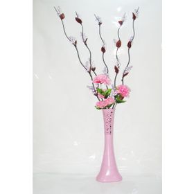 M3Decorium Pembe Desenli Uzun 5 Adet Mor Üzüm Pembe Ortanca 60cm Vazo