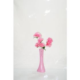 M3Decorium Pembe İşlemeli Pembe Çiçekler 40cm Vazo