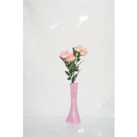 M3Decorium Pembe İşlemeli Pembe Gül 40cm Vazo
