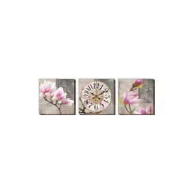 M3Decorium Pembe Lale Kanvas Tablo Duvar Saati