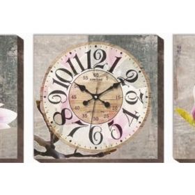 M3Decorium Pembe Lale Kanvas Tablo Duvar Saati