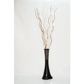 M3Decorium Siyah Desenli 10 Adet Kahve 5 Adet Krem Dal 60cm Vazo