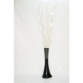 M3Decorium Siyah Desenli 15 Adet Krem Dal 60cm Vazo