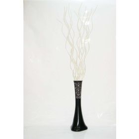 M3Decorium Siyah Desenli 15 Adet Krem Dal 60cm Vazo