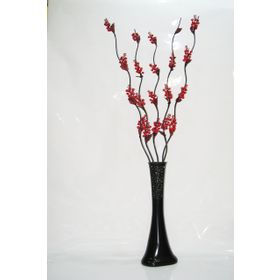 M3Decorium Siyah Desenli 5 adet Kırmızı Üzüm Çiçekler 60cm Vazo