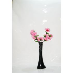 M3Decorium Siyah Desenli Pembe Çiçekler 60cm Vazo