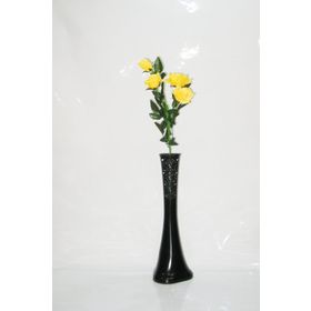 M3Decorium Siyah Desenli Sarı Gül 60cm Vazo