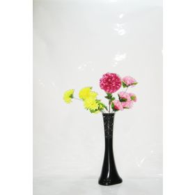 M3Decorium Siyah Desenli ve Çiçekler 60cm Vazo