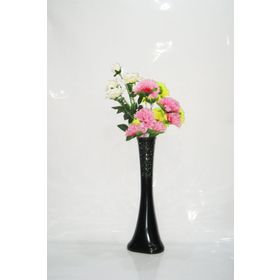 M3Decorium Siyah Desenli ve Çiçekler 60cm Vazo