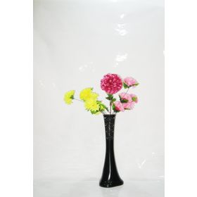 M3Decorium Siyah Desenli ve Çiçekler 60cm Vazo